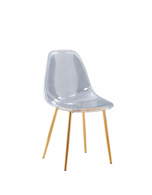 Chaise transparente pieds gold ou chrome par 6 - Destock linge