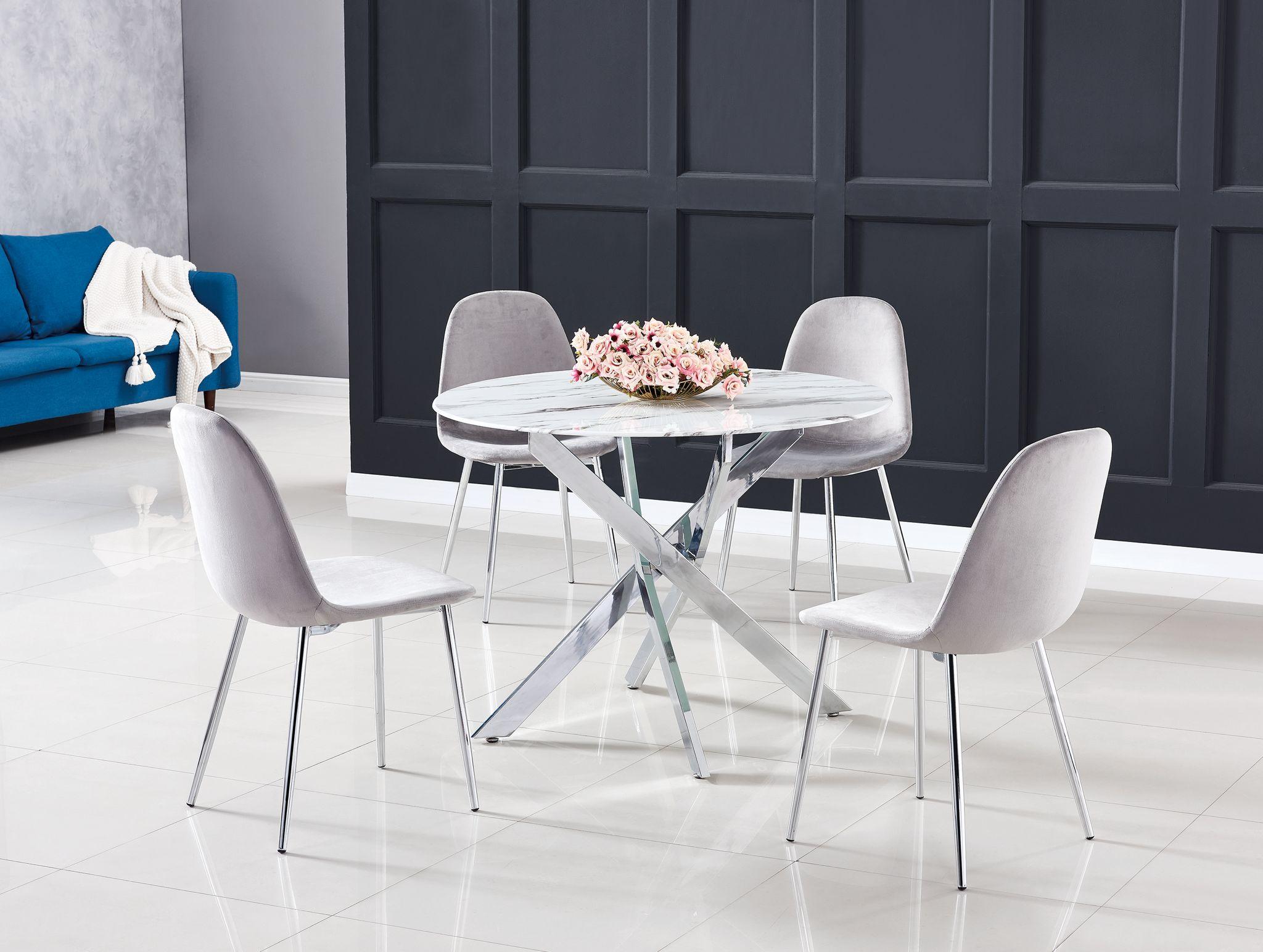 Table ronde noire 6 chaises grises DESIGN - Table/Chaise Moderne…