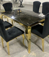 Table de repas Baroque Gold + 4 ou 6 chaises LOUISE - Destock linge