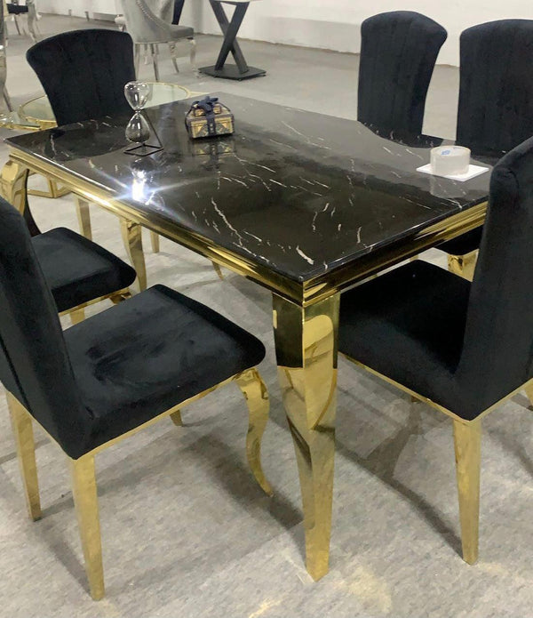 Table de repas Baroque Gold + 4 ou 6 chaises LOUISE - Destock linge