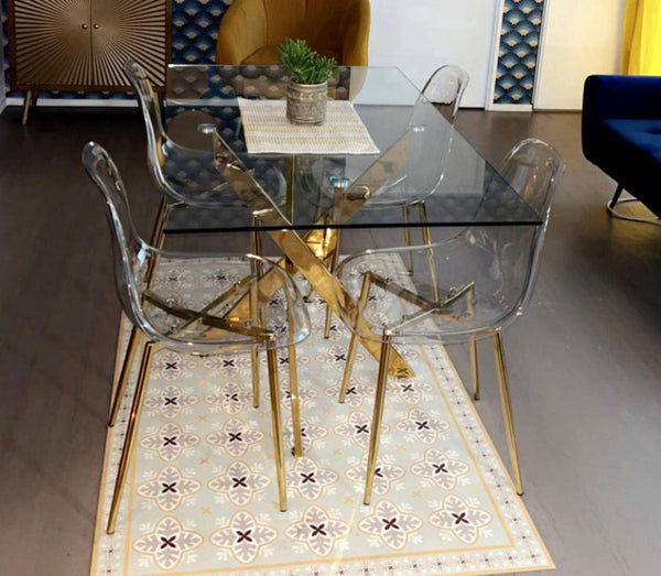 Table rectangle Gold ou chrome - Destock linge